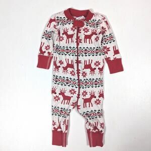 Hanna Andersson Pajamas Baby Size 9-12m Red Reindeer Christmas Dear Deer Zipper